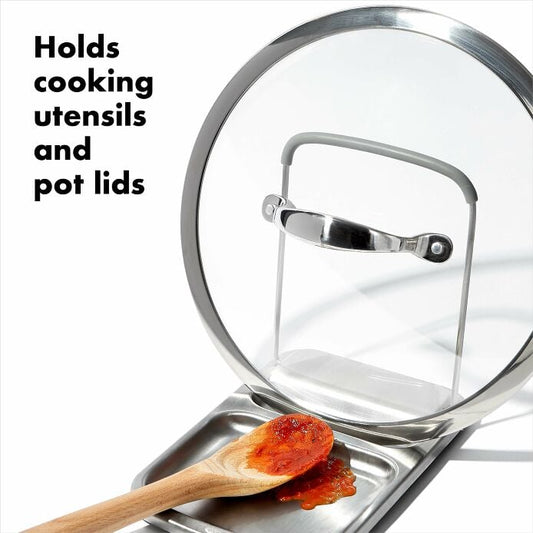 Stainless Steel Spoon Rest with Lid Holder - US 1984