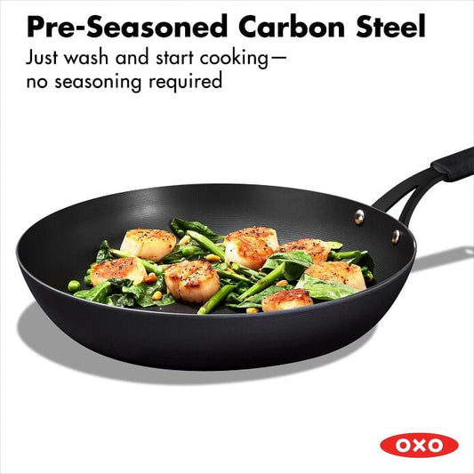 OXO Carbon Steel Obsidian Series 12-Inch Frypan with Silicone Sleeve - US 0798
