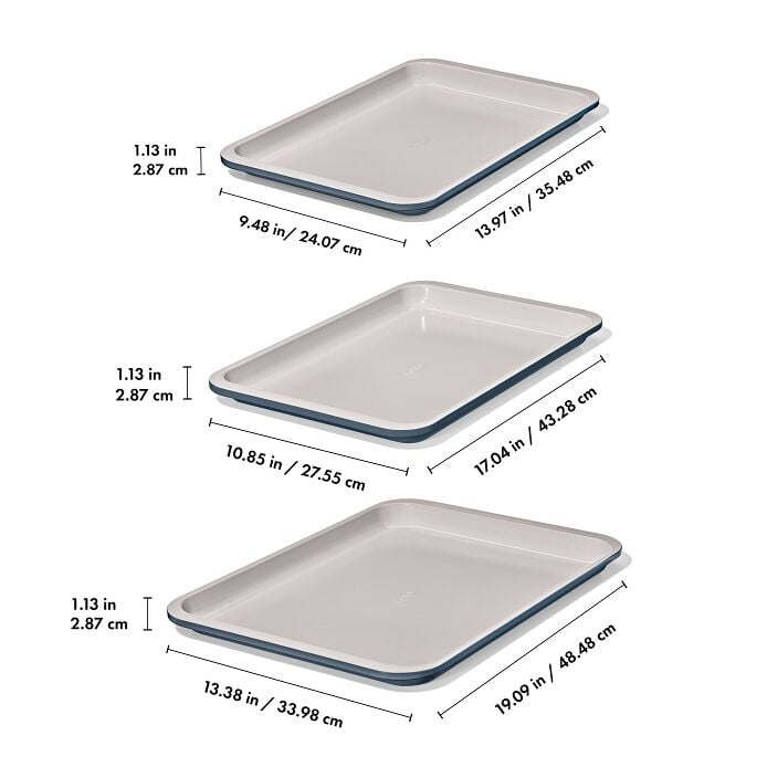 Non-Stick Pro Ceramic Coated Metal Bakeware 3Pc Set - Storm Blue - US 9931