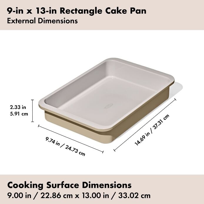 Non-Stick Pro Ceramic Coated Metal Bakeware 9" x 13" Cake Pan - Biscuit - US 7421