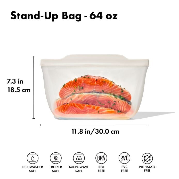 Silicone Reusable Bag - Stand-Up Half Gallon (64 oz) - Oat - US 2296