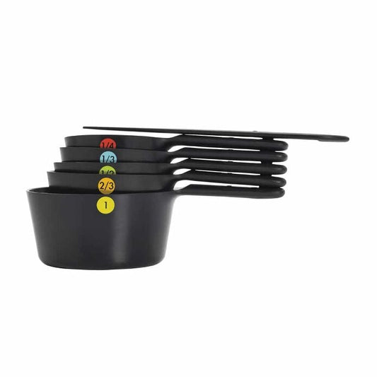 6 Piece Plastic Measuring Cups - Black - US 2554