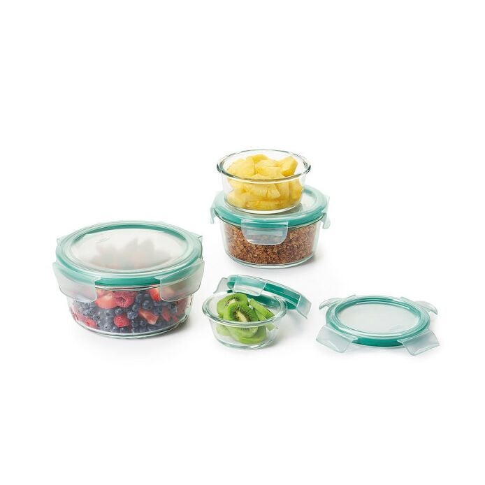 8 Piece Smart Seal Glass Round Container Set - US 9876