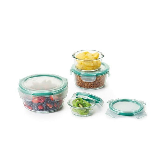 8 Piece Smart Seal Glass Round Container Set - US 9876