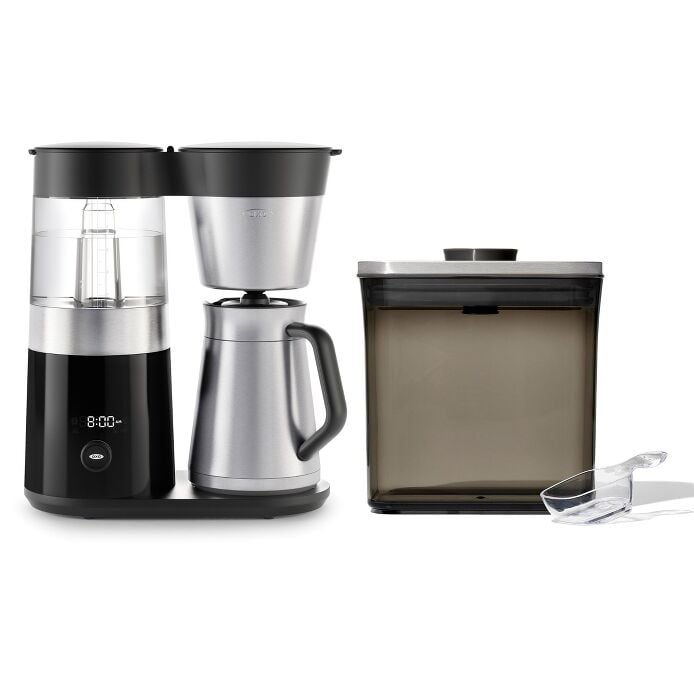 9-Cup Coffee Maker & Steel Coffee POP Container (1.7 Qt) with Scoop Bundle - US 8057