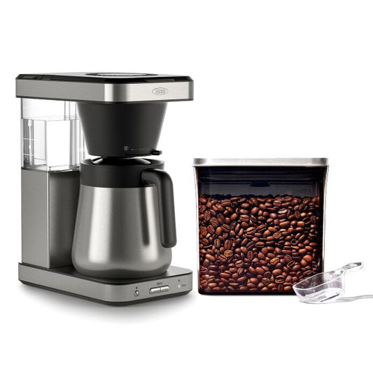 8-Cup Coffee Maker & Steel Coffee POP Container (1.7 Qt) with Scoop Bundle - US 8695