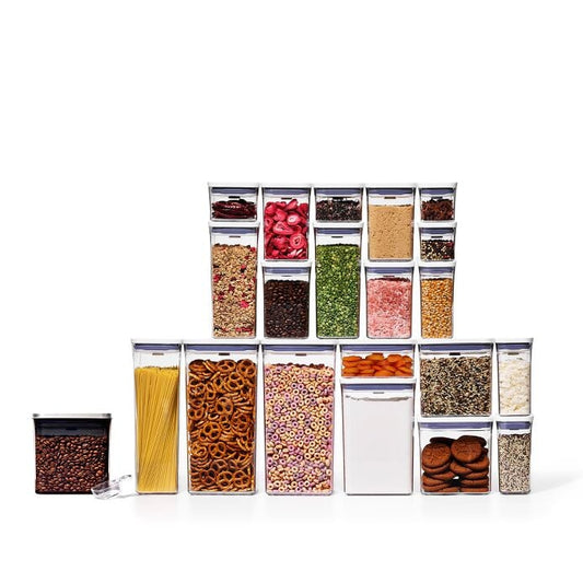 20-Piece POP Container Set & Steel Coffee POP Container (1.7 Qt) with Scoop Bundle - US 3491
