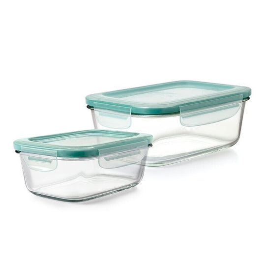 8 Cup Smart Seal Glass Rectangle Container & 3.5 Cup Smart Seal Glass Rectangle Container Bundle - US 7869