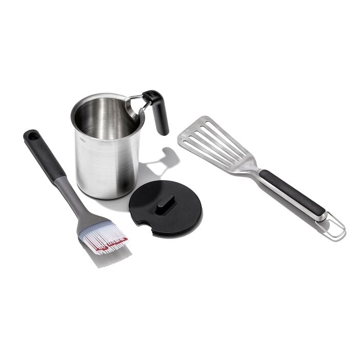 Grilling Basting Pot and Brush Set & Grilling Precision Turner Bundle - US 8916