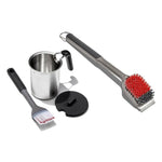 Grilling Basting Pot and Brush Set & Nylon Grill Brush for Cold Cleaning Bundle - US 5947