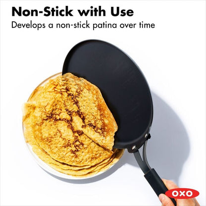 Obsidian Carbon Steel 10-Inch Crêpe Pan with Silicone Sleeve - US 6807
