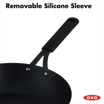 Carbon Steel Obsidian Series 12-Inch Wok with Silicone Sleeve - US 1920