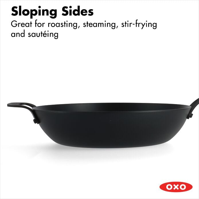 Carbon Steel Obsidian Series 12-Inch Wok with Silicone Sleeve - US 1920