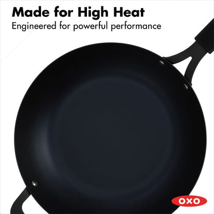 Carbon Steel Obsidian Series 12-Inch Wok with Silicone Sleeve - US 1920