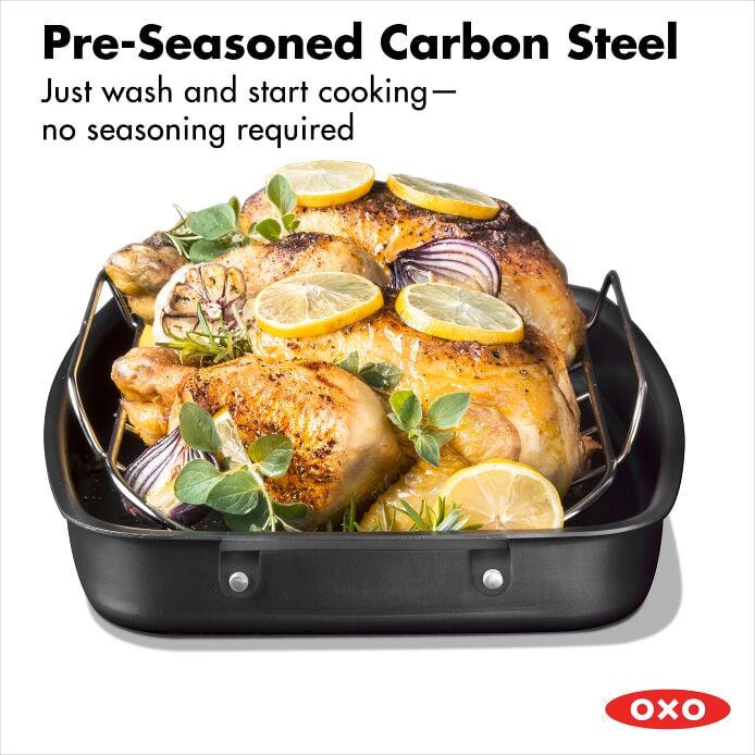 Carbon Steel Obsidian Series Roaster with Rack - US 5511