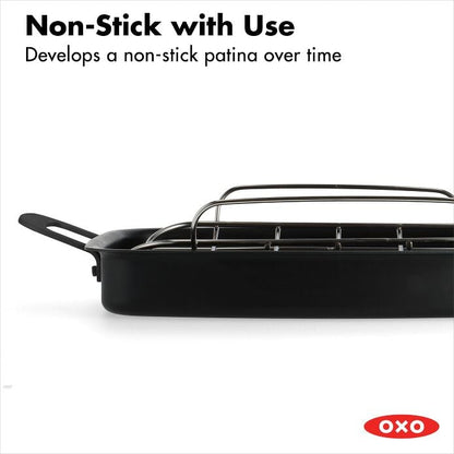 Carbon Steel Obsidian Series Roaster with Rack - US 5511