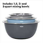 3-Piece Stainless Steel Mixing Bowl Set - Blue/Gray - US 0754