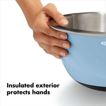 3-Piece Stainless Steel Mixing Bowl Set - Blue/Gray - US 0754