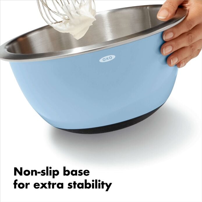3-Piece Stainless Steel Mixing Bowl Set - Blue/Gray - US 0754