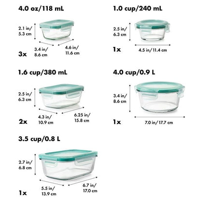 16 Piece Glass Smart Seal Everyday Container Set - US 2462