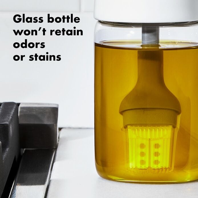 Glass Oil Bottle and Silicone Brush Set - US 9152