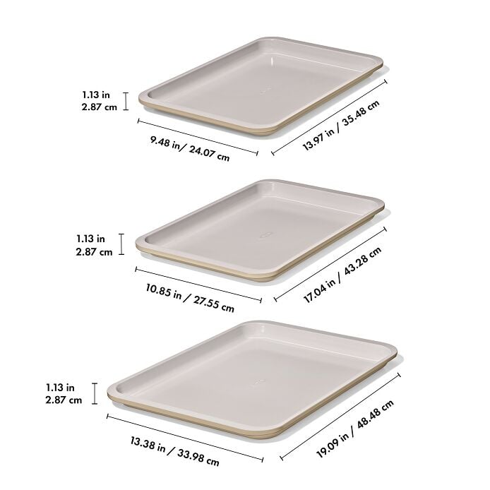 Non-Stick Pro Ceramic Coated Metal Bakeware 3Pc Set - Biscuit - US 6074