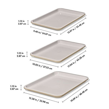 Non-Stick Pro Ceramic Coated Metal Bakeware 3Pc Set - Biscuit - US 6074