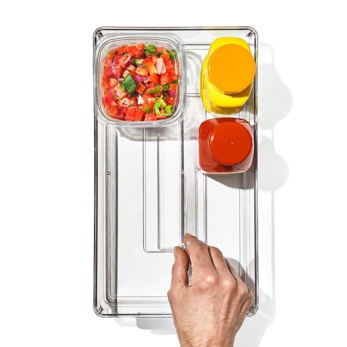 Adjustable Refrigerator Storage Bin - US 6359
