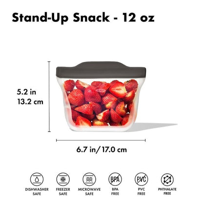Outdoor Silicone Reusable Stand Up Snack Bag (12 oz) - US 8619