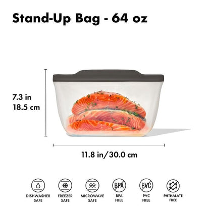 Outdoor Silicone Reusable Stand Up Bag Half Gallon (64 oz) - US 8803