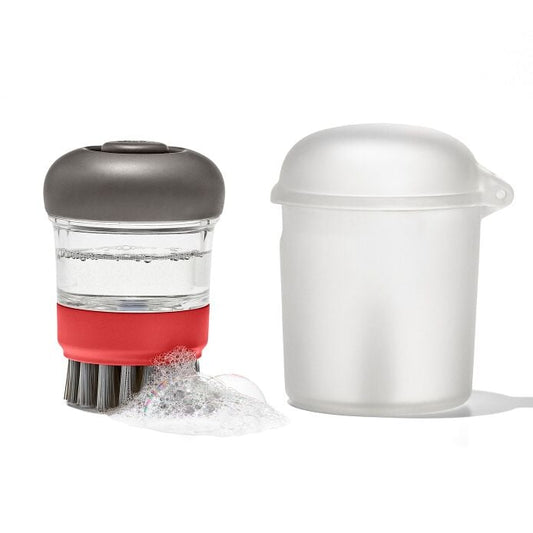 Outdoor Soap Dispensing Dish Brush with Storage Case - US 7266