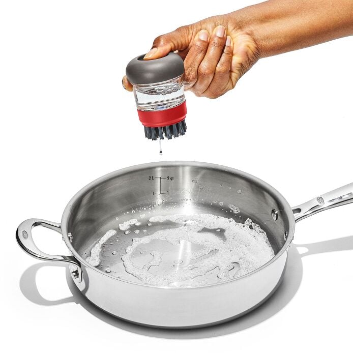 Outdoor Soap Dispensing Dish Brush with Storage Case - US 7266