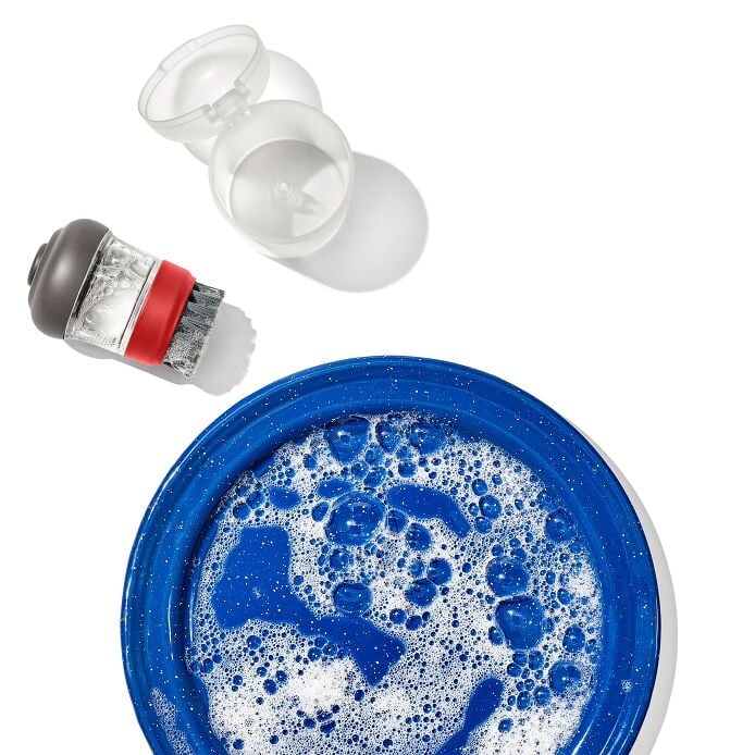 Outdoor Soap Dispensing Dish Brush with Storage Case - US 7266