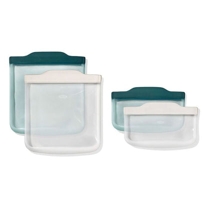 Silicone Reusable Bag - 4 Piece Lunch Set - Oat/Lagoon - US 0713