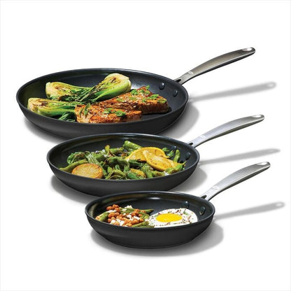Enhanced Non-Stick 3-Piece Frypan Set — Black - US 4710