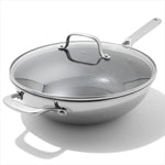 Trident Hybrid Non-Stick Stainless Steel 5 Qt Wok with Lid - US 6070