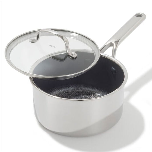 Trident Hybrid Non-Stick Stainless Steel 2.5 Qt Saucepan with Lid - US 6604