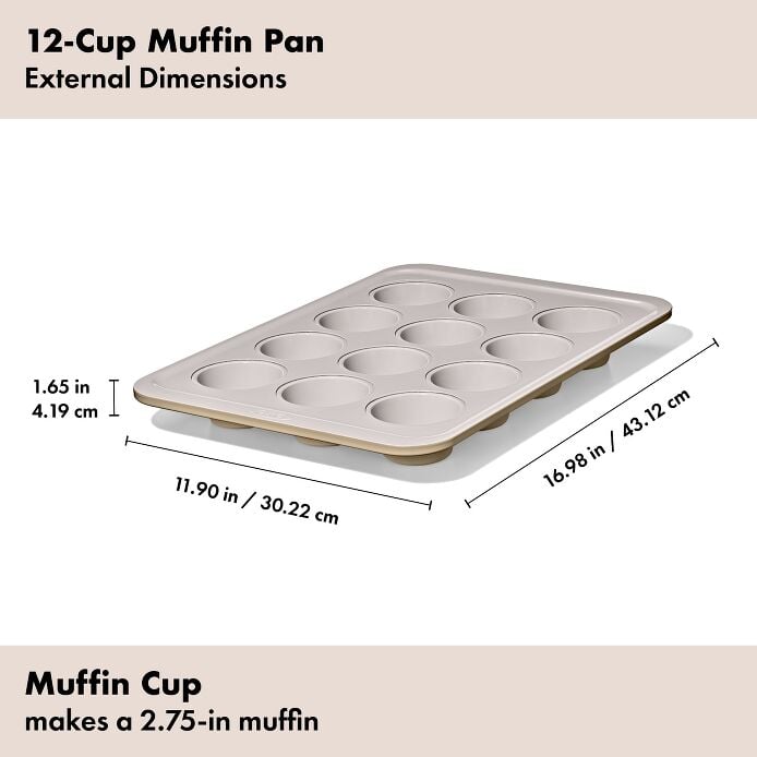 Non-Stick Pro Ceramic Coated Metal Bakeware 12-Cup Muffin Pan - Biscuit - US 0922