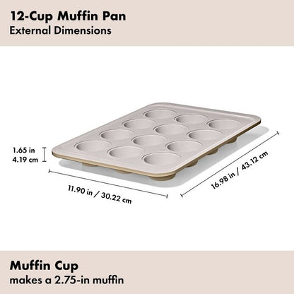 Non-Stick Pro Ceramic Coated Metal Bakeware 12-Cup Muffin Pan - Biscuit - US 0922