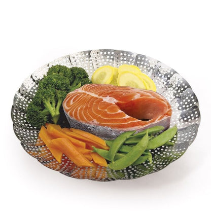 Stainless Steel Steamer with Extendable Handle - US 7956