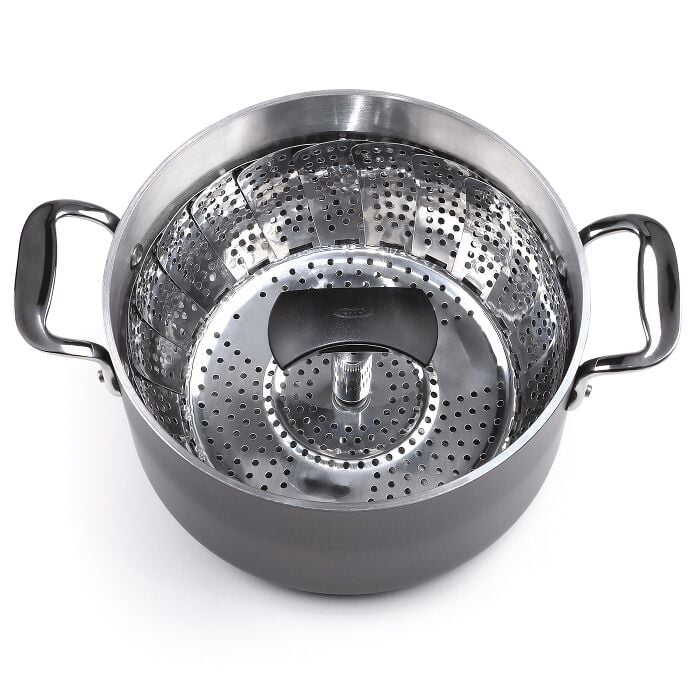 Stainless Steel Steamer with Extendable Handle - US 7956