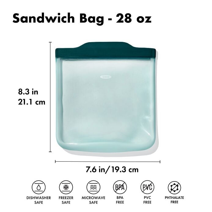 Silicone Reusable Bag - Sandwich Bag (28 oz) - Lagoon - US 8136