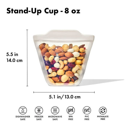 Silicone Reusable Bag - Stand-Up Cup (8 oz) - Oat - US 5207