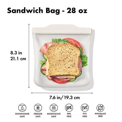 Silicone Reusable Bag - Sandwich Bag (28 oz) - Oat - US 3229