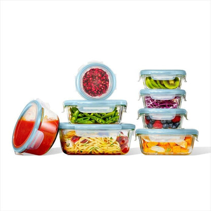16-Piece Smart Seal Glass Everyday Container Set - Arctic Blue - US 6015