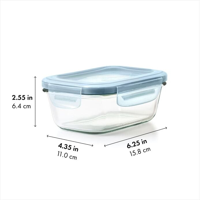 Smart Seal 1.6-Cup Glass Rectangle Container - Arctic Blue - US 4324