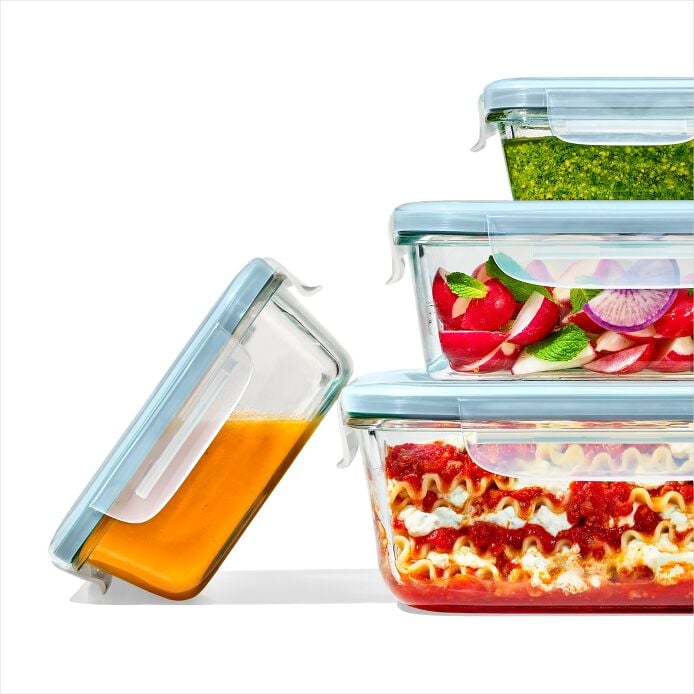 Smart Seal 3.5-Cup Glass Rectangle Container - Arctic Blue - US 6512