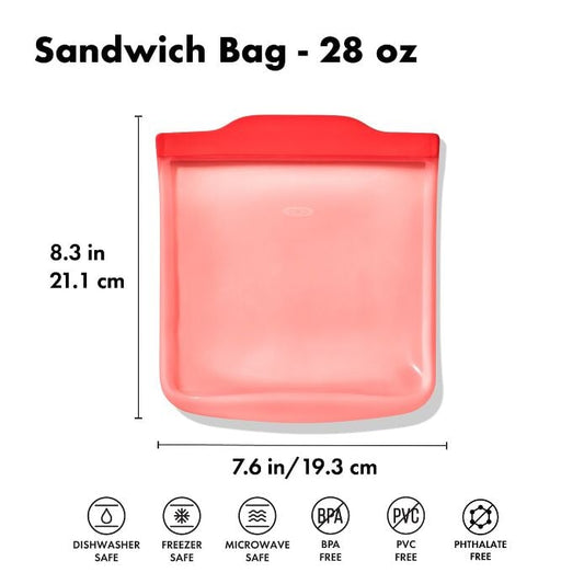 Silicone Reusable Bag - Sandwich Bag (28 oz) - Watermelon - US 8672